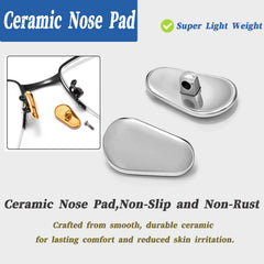 Close-up of ceramic nose pads on eyewear