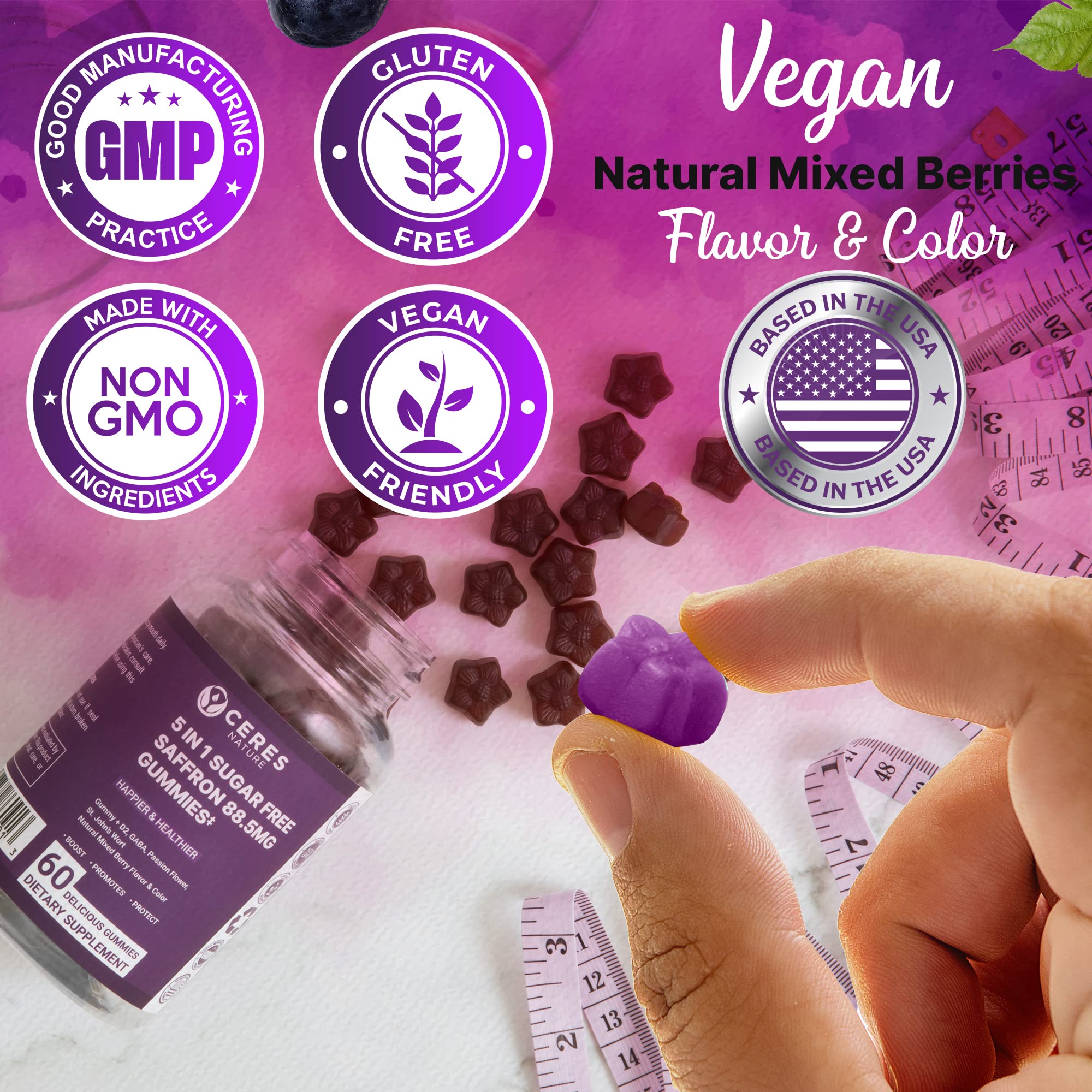 Ceres Nature saffron gummy berry flavor highlights appetite control benefits