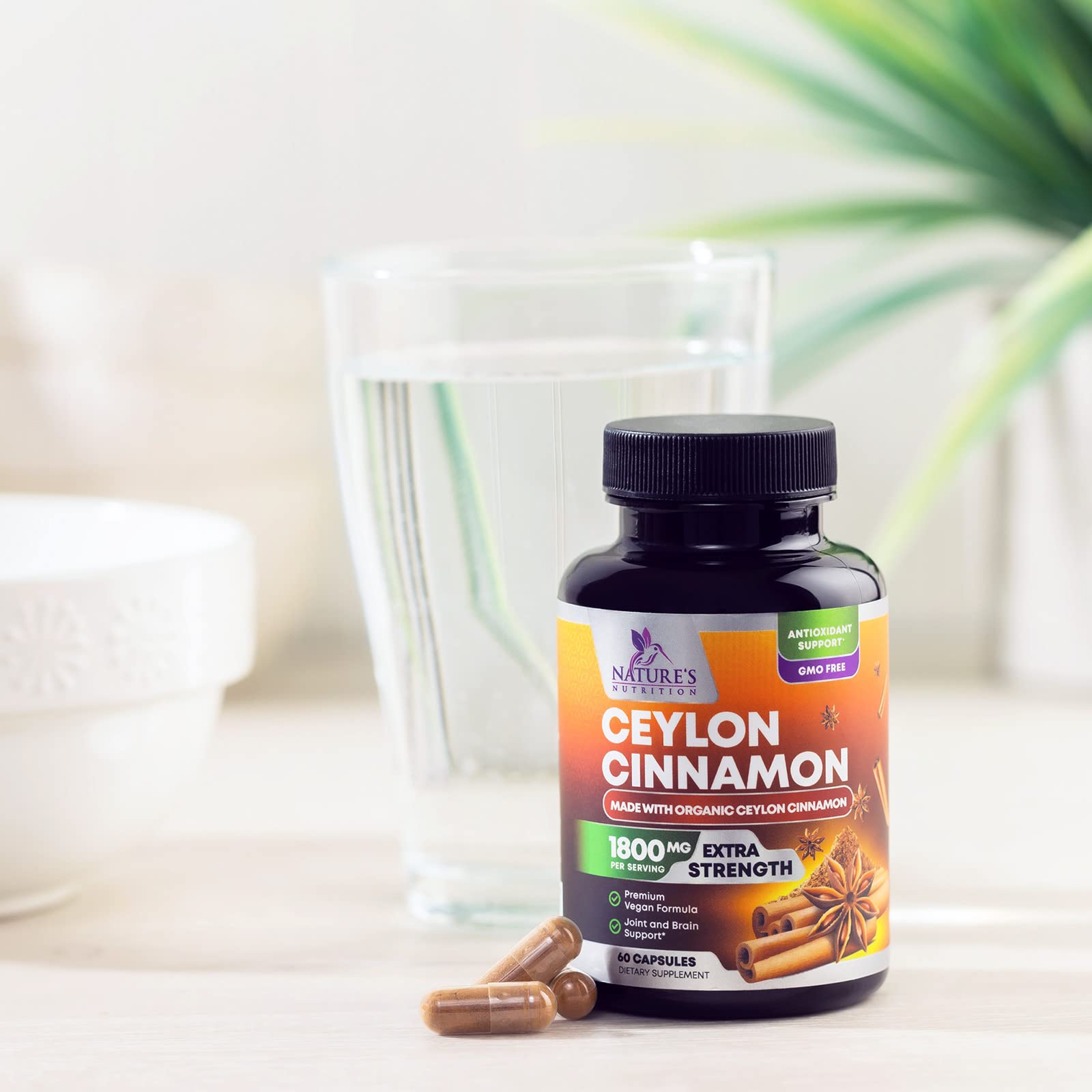 Certified organic label on Ceylon cinnamon bottle
