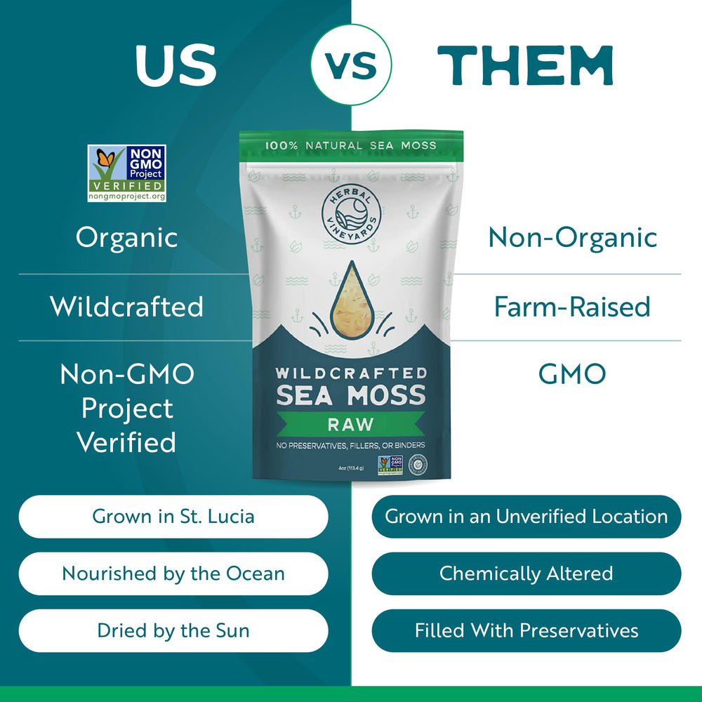 Certified organic Non-GMO sea moss product label