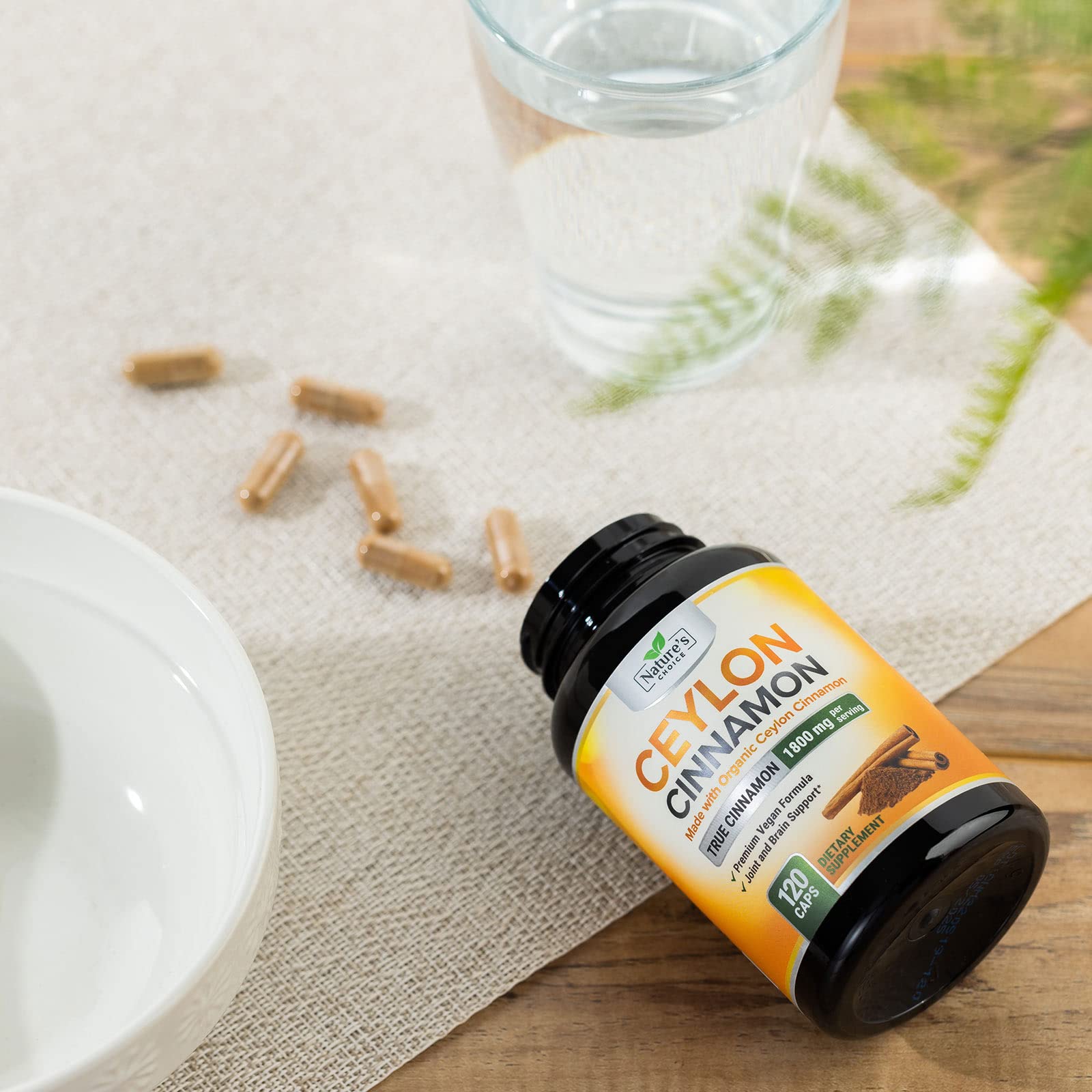 120-count bottle of gluten-free, sugar-free cinnamon capsules