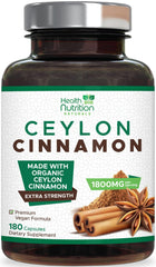 Ceylon Cinnamon capsules bottle, 1800mg per serving