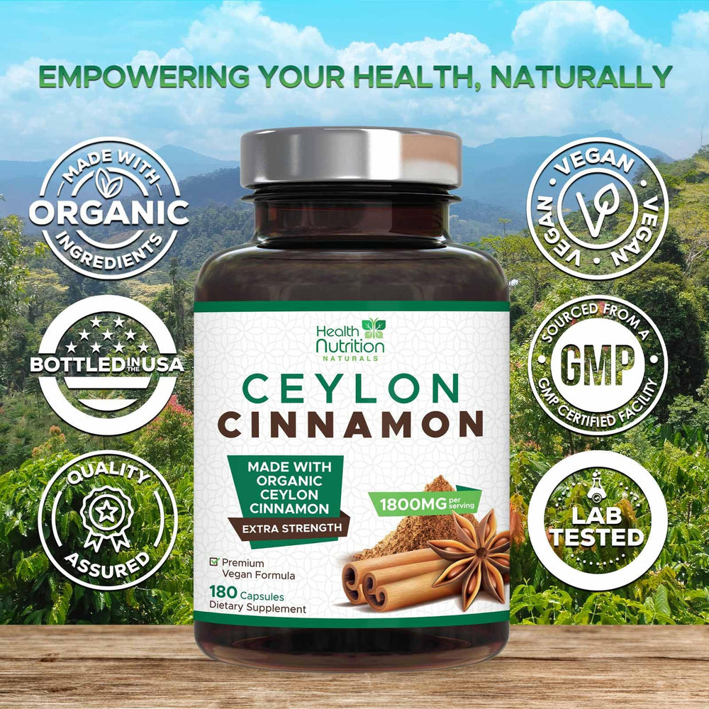 Vegan cinnamon capsules in clear bottle