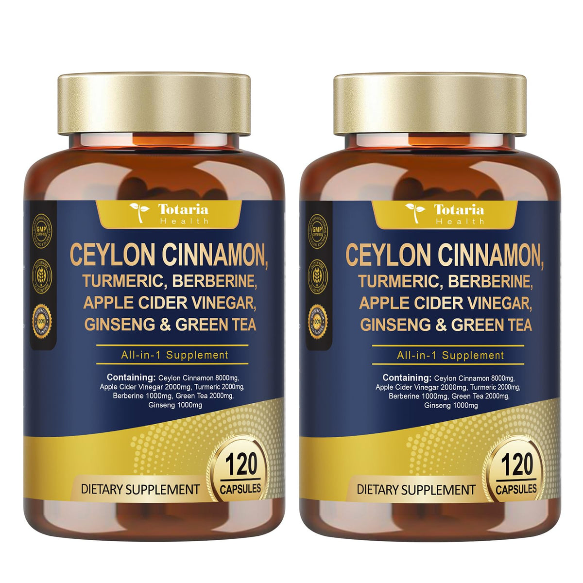 Two-pack bottle of organic Ceylon cinnamon capsules
