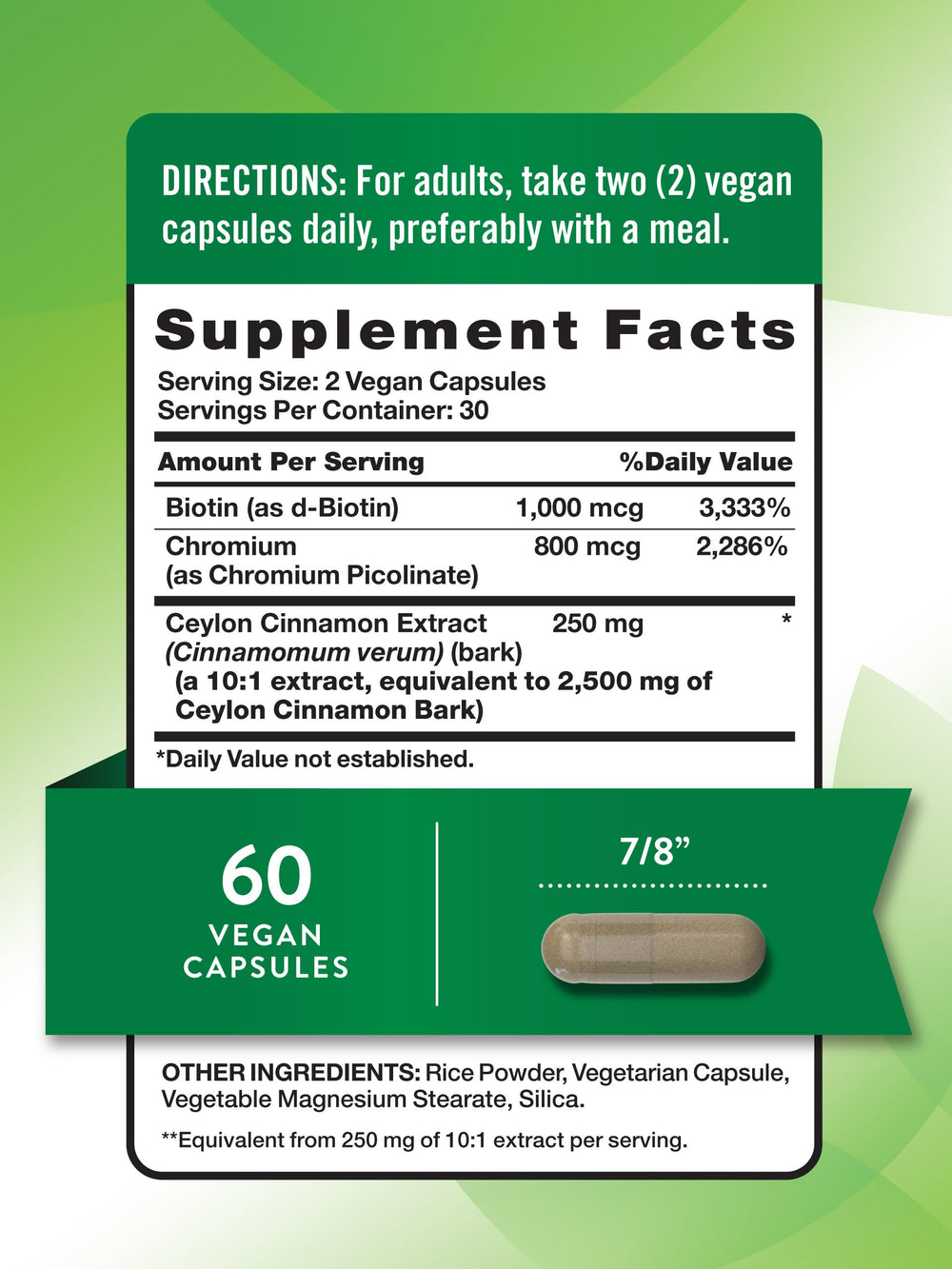 Ceylon cinnamon capsules vegan formula with Biotin and Chromium