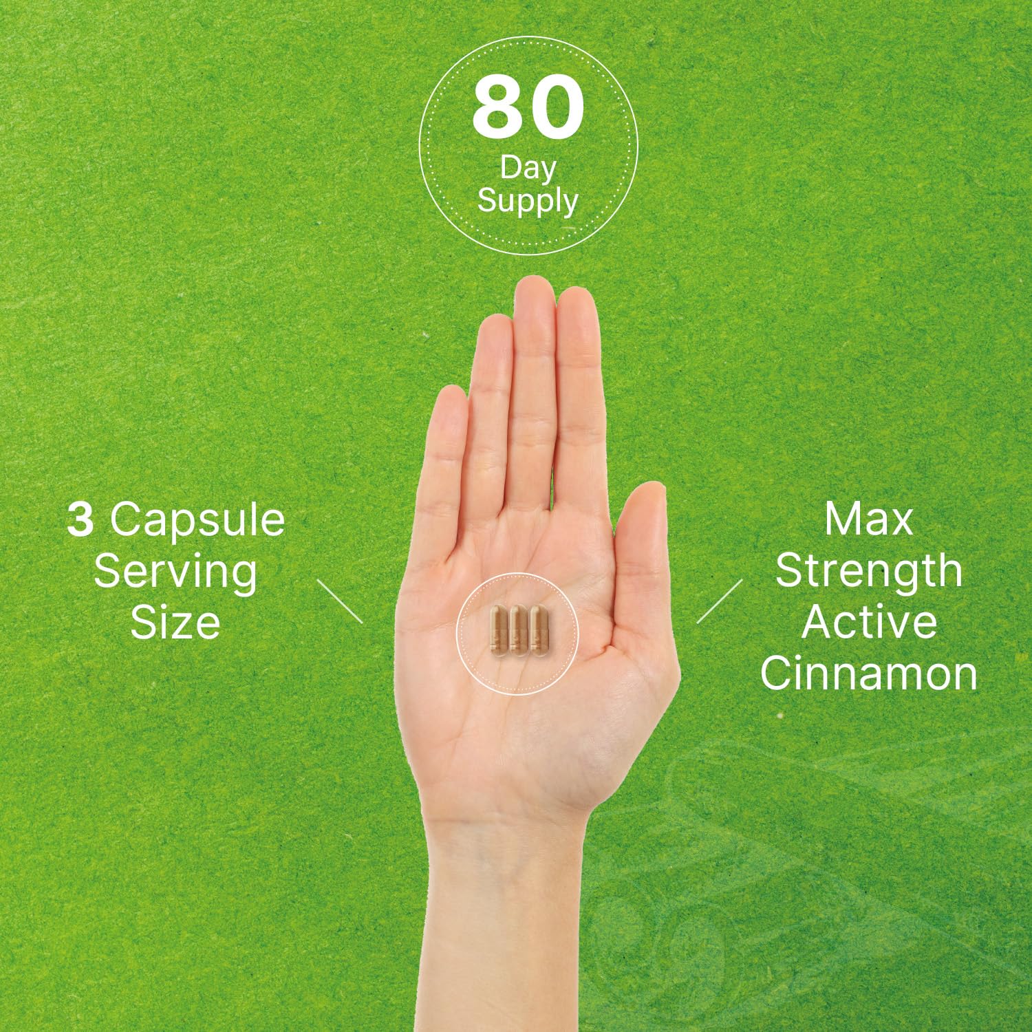 Capsules shown with Sri Lankan cinnamon imagery