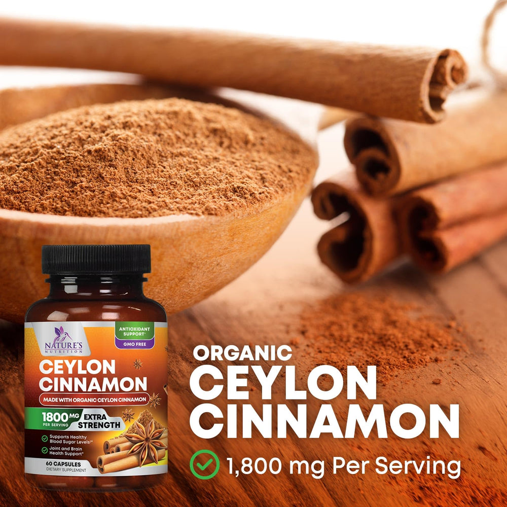 Ceylon cinnamon organic powder capsules in bottle