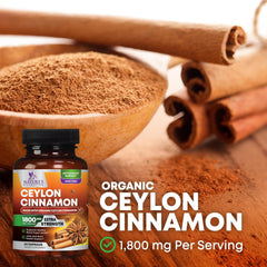 Ceylon cinnamon organic powder capsules in bottle