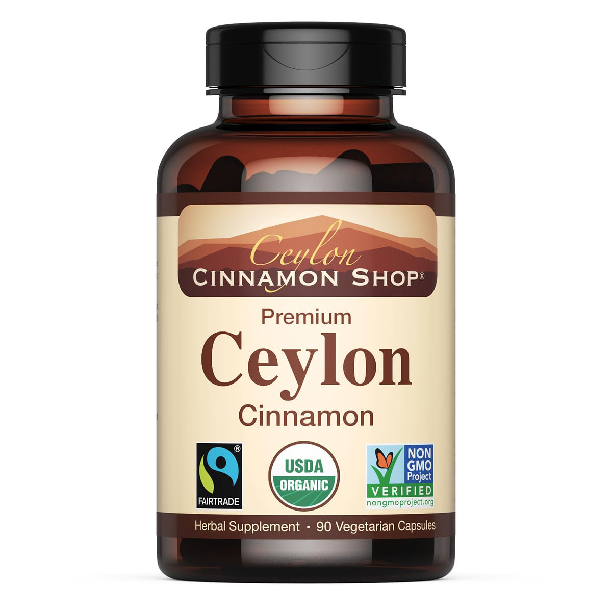 Bottle of Ceylon Cinnamon Shop Organic Ceylon Cinnamon 90 capsules