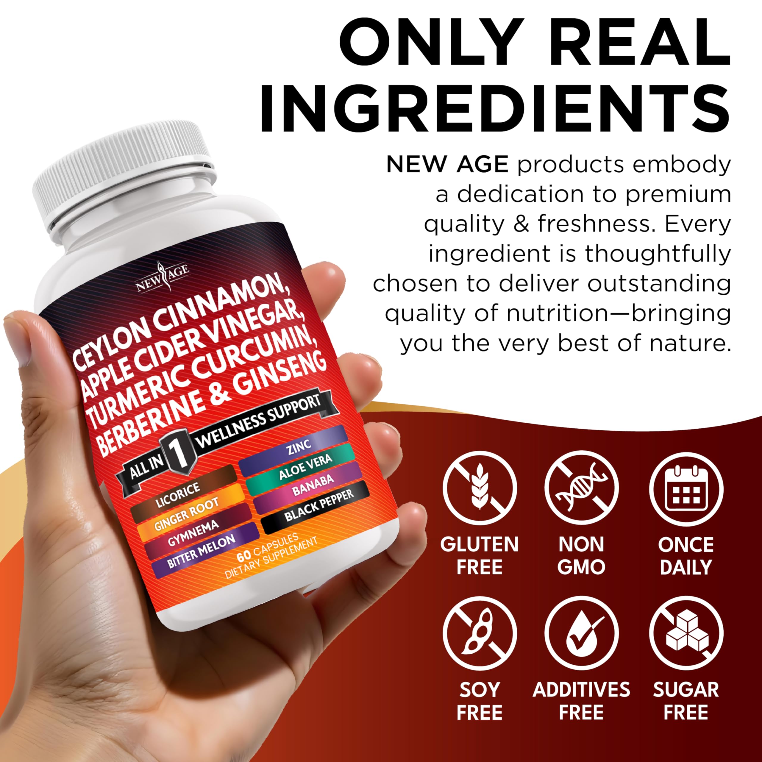 New Age label highlighting trusted ingredients