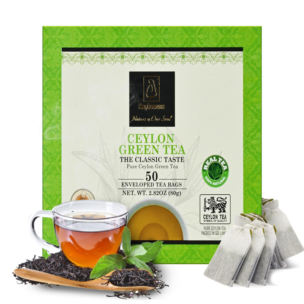 Ceylonzon premium Ceylon green tea bags in foil wrappers