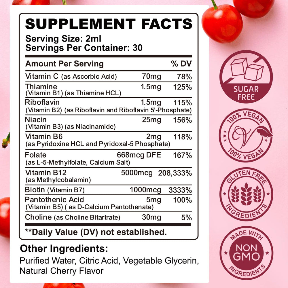 Front label showing B vitamins and methyl B12 5000 mcg
