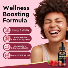 Bottle of CFILIHTC Vitamin B Complex Liquid Drops with strawberry flavor label