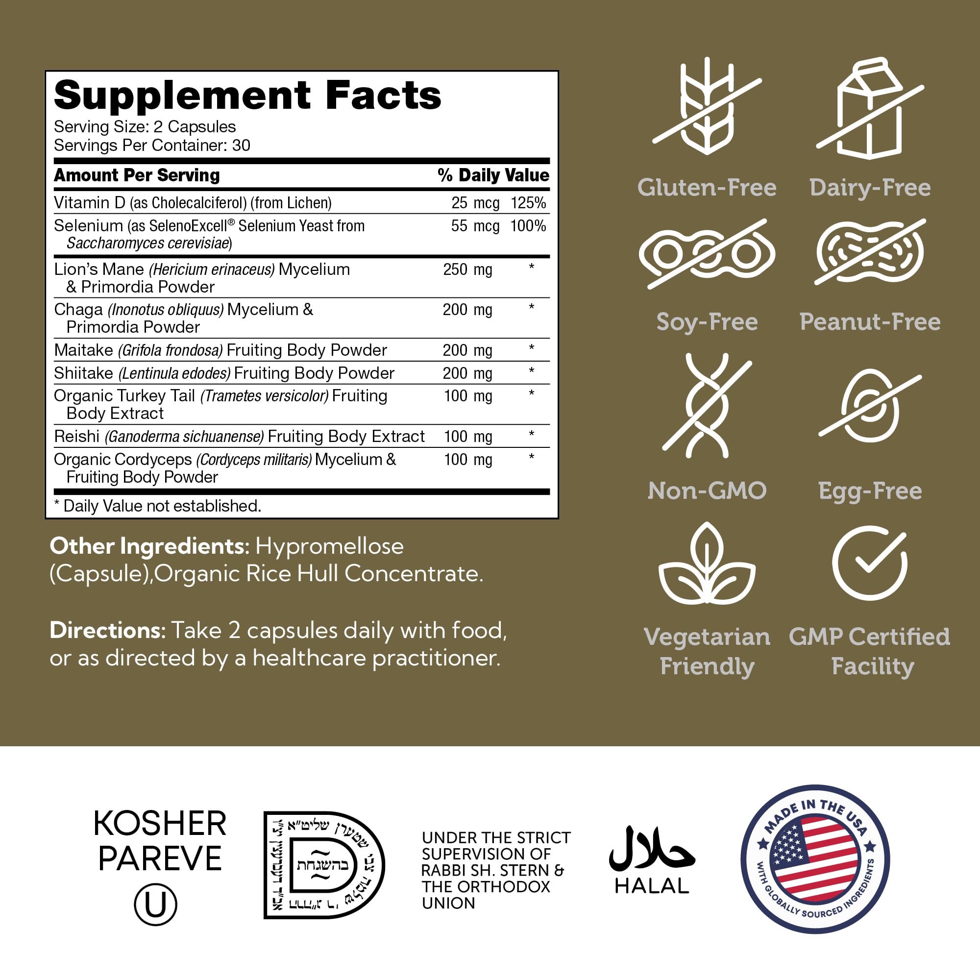 Chaga, Cordyceps, Maitake and Shiitake mushrooms