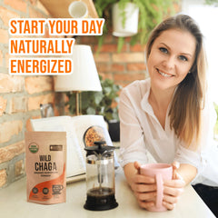 Chaga tea infusion ready in about 10 minutes