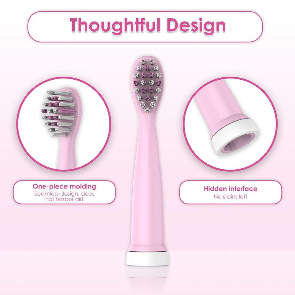 Close-up of 3D round-head bristles on CHAIN PEAK kid toothbrush replacement head