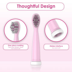 Close-up of 3D round-head bristles on CHAIN PEAK kid toothbrush replacement head