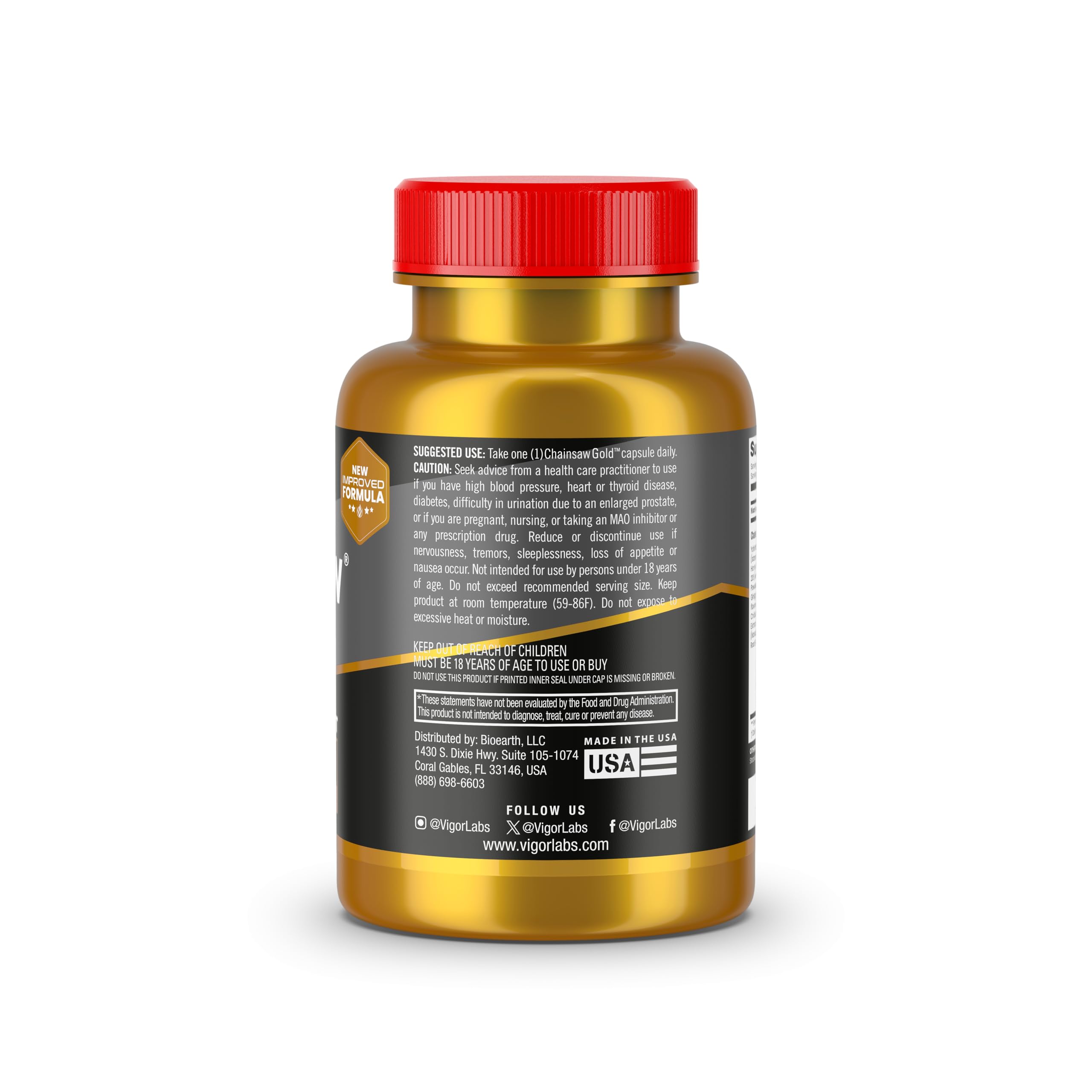 Chainsaw Gold packaging highlighting endurance