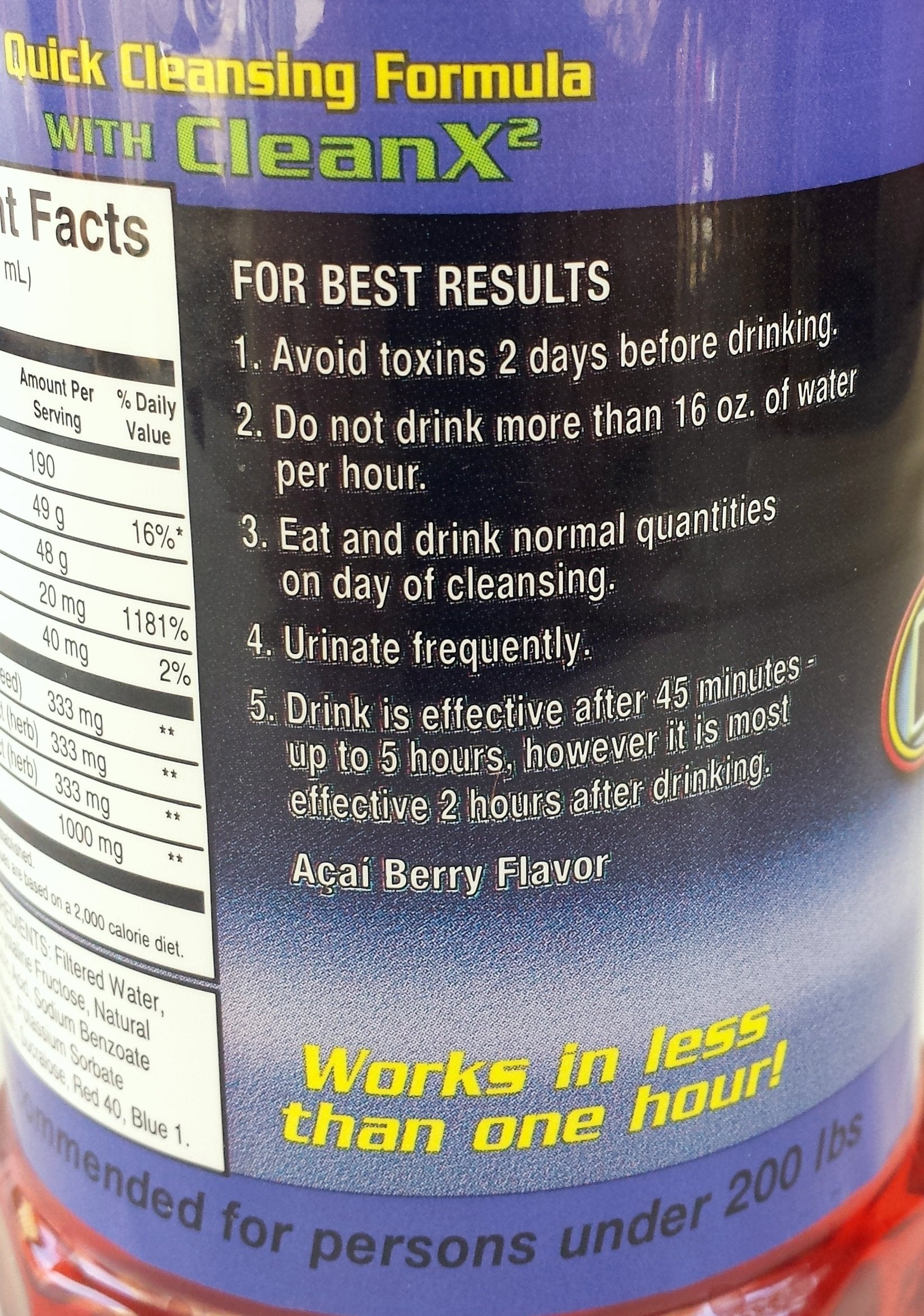 Adult formula Champ Flush Out Detox Drink in blue packaging