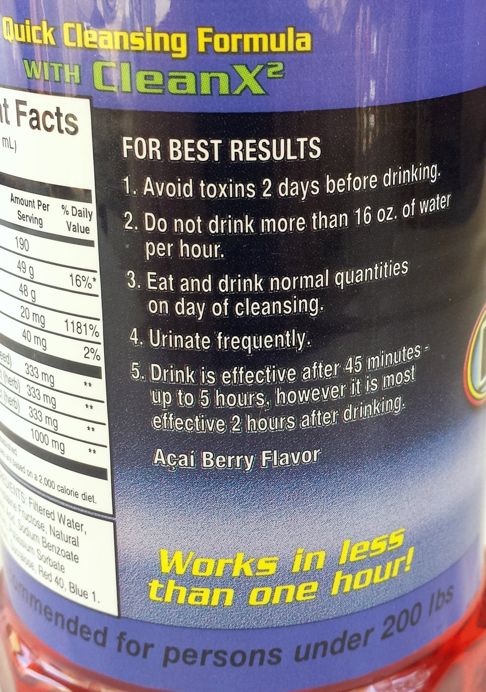 Adult formula Champ Flush Out Detox Drink in blue packaging