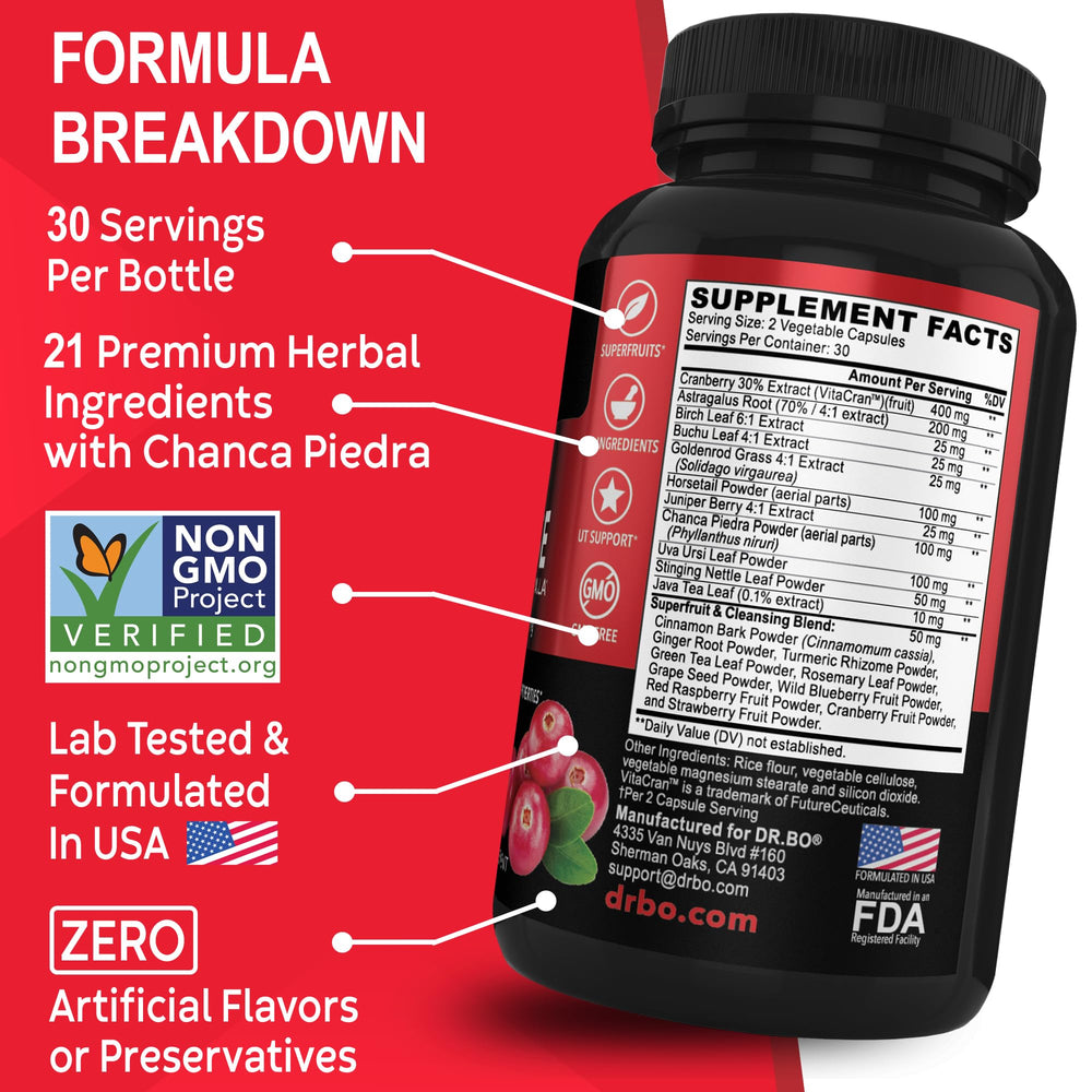 Chanca piedra and cranberry kidney detox herbal pills