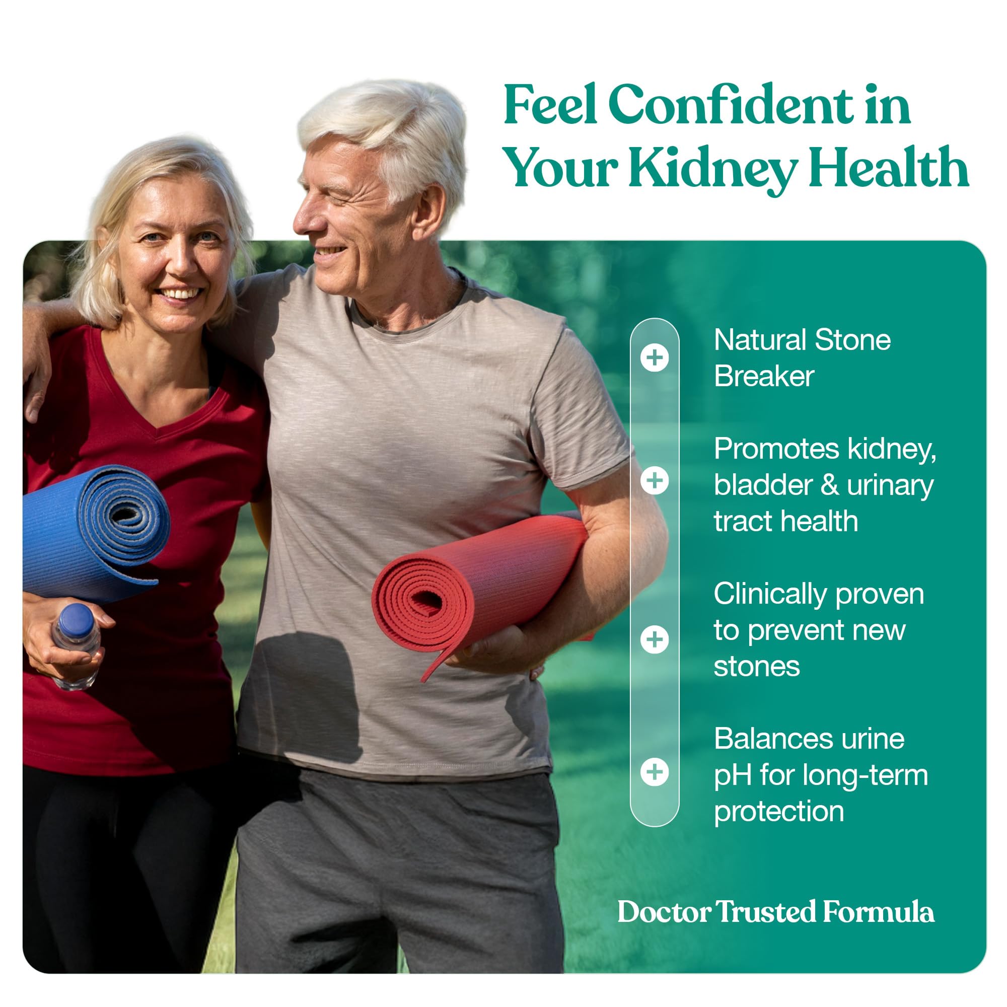 Graphic highlighting dual-action kidney support: alkali citrate and Chanca Piedra Plus