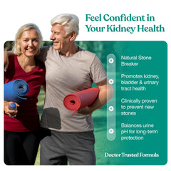 Graphic highlighting dual-action kidney support: alkali citrate and Chanca Piedra Plus