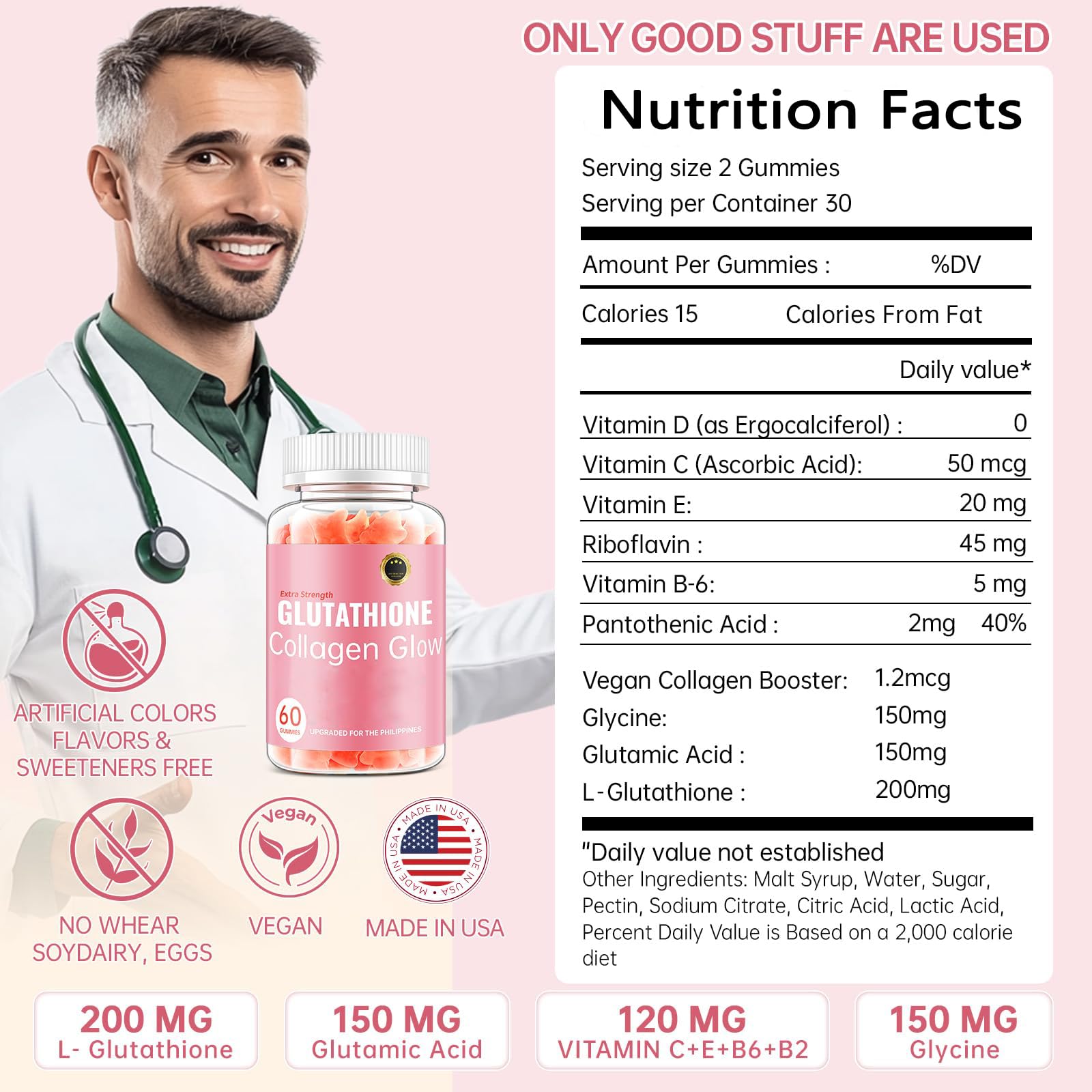 CHANGARLOAD Glutathione Collagen Glow Gummies bottle 120pcs