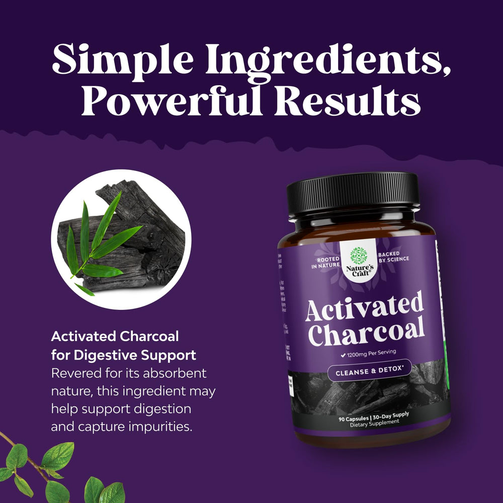 Charcoal detox pills aiding digestive health and bloating relief