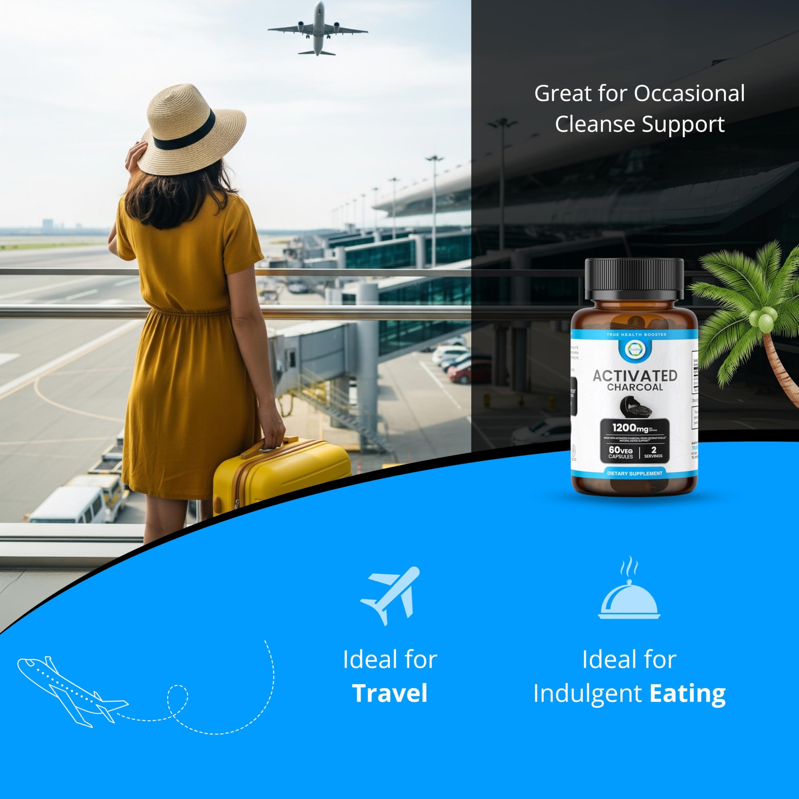 Charcoal capsules for gas and bloating relief