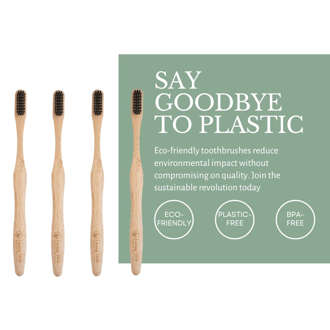 Activated charcoal bristles for fresh mouth on bamboo toothbrush
