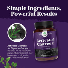 Label showing 1200mg per serving for charcoal capsules