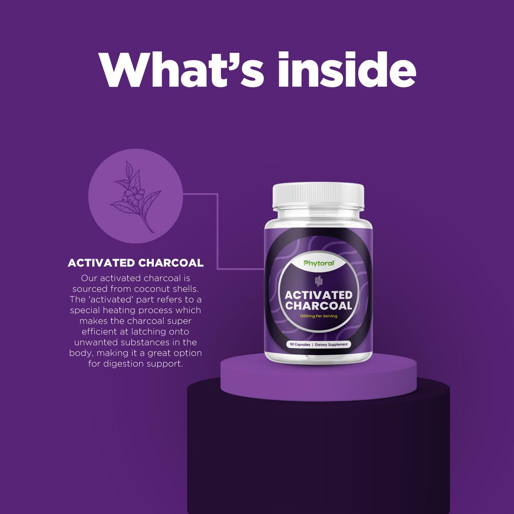Product packaging and branding for Phytoral charcoal detox capsules