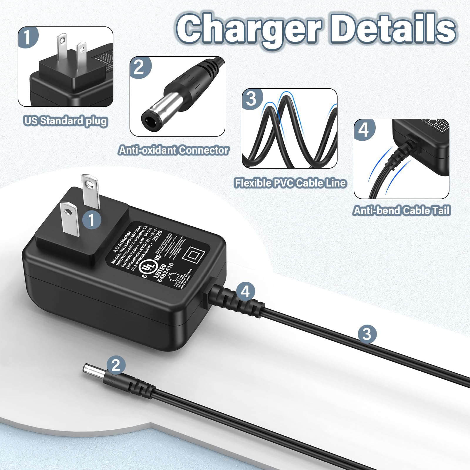 One-piece charger replacement for Zima Dental Pod / Pod Pro Ultrasonic Cleaner