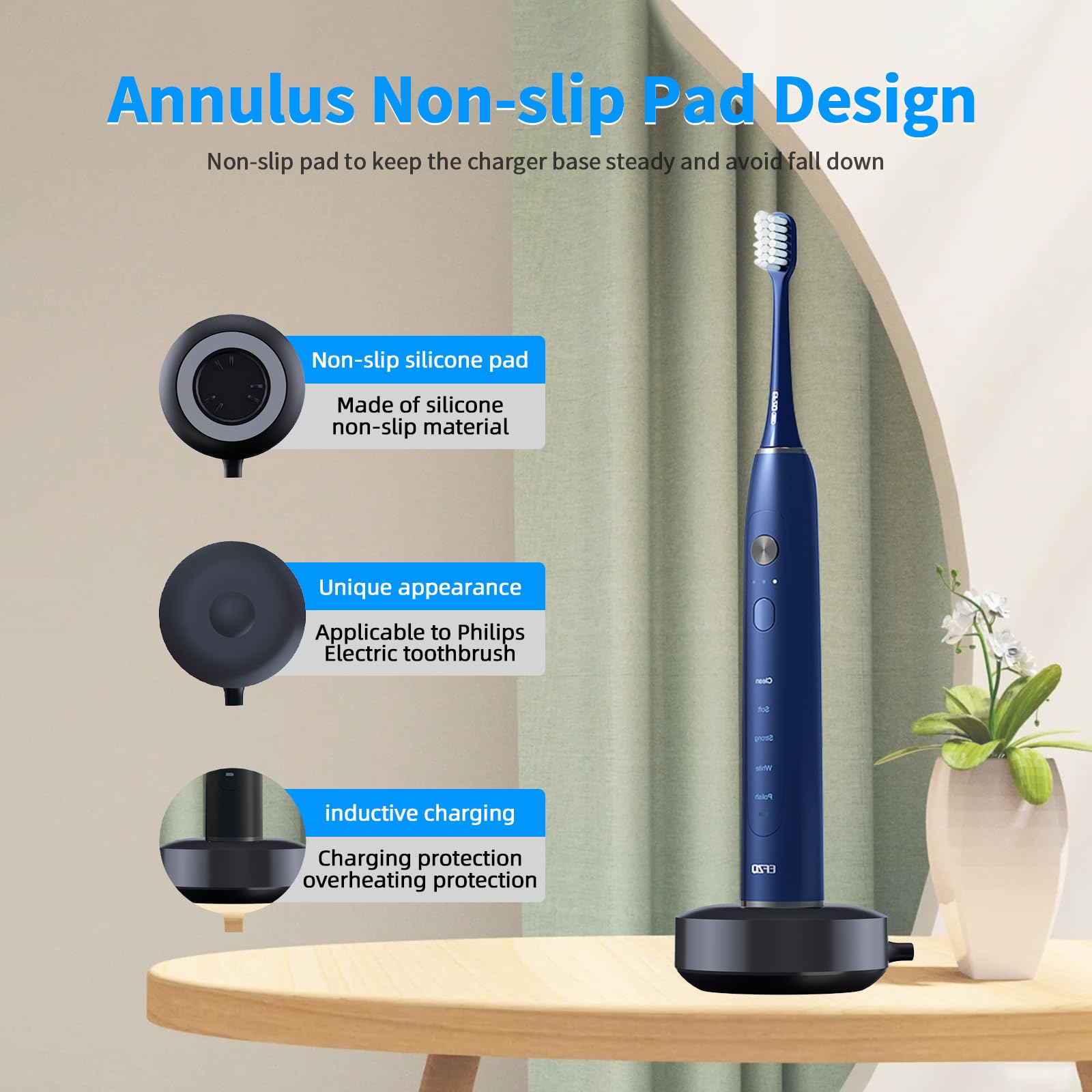 Close-up of QJH-17 magnetic charger for Braun Oral-B iO