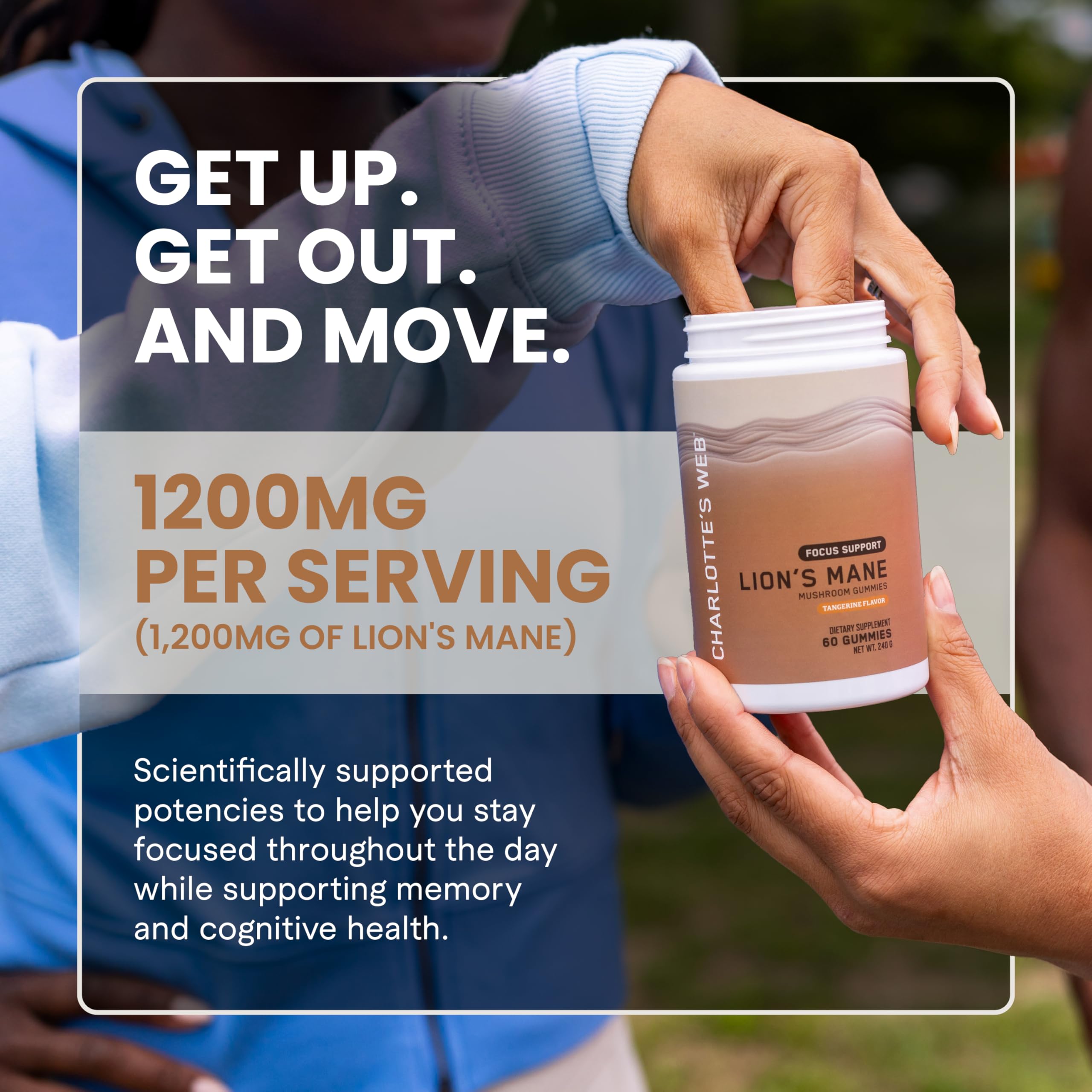 Serving size and ingredients panel on the bottle