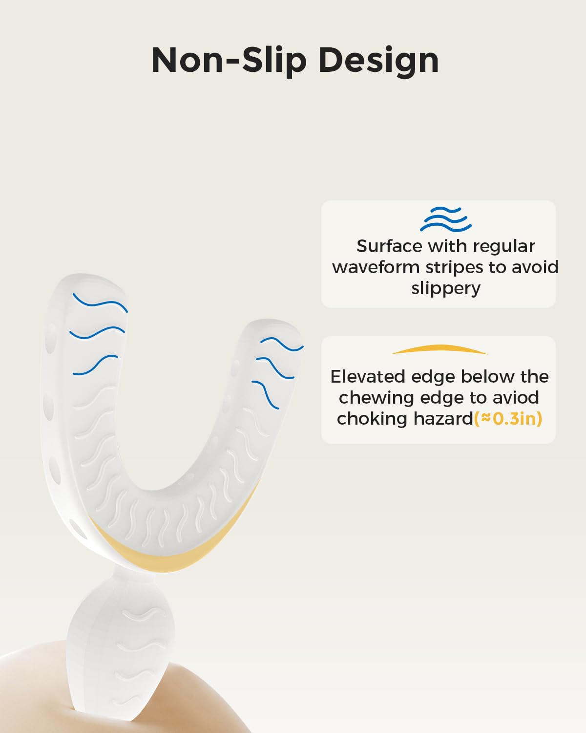 Elevated safety edge on the chew for safer chewing