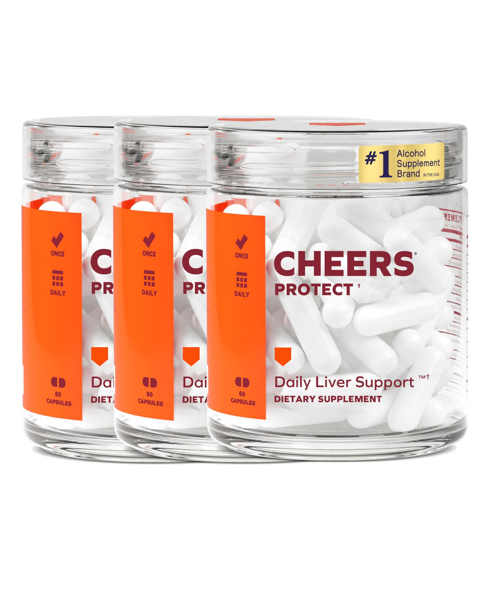 Cheers Protect bottle labeled for daily liver support