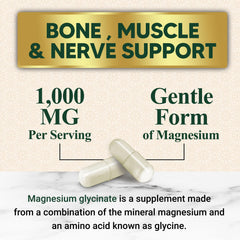 Graphic showing chelated magnesium glycinate 1000mg