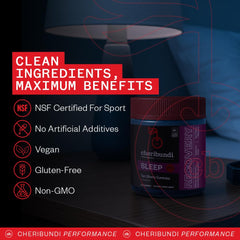 Packaging for Cheribundi Gummies Sleep displayed up close