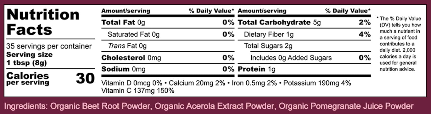 Cherie Sweet Heart beets powder spoon in jar for daily energy and circulation.