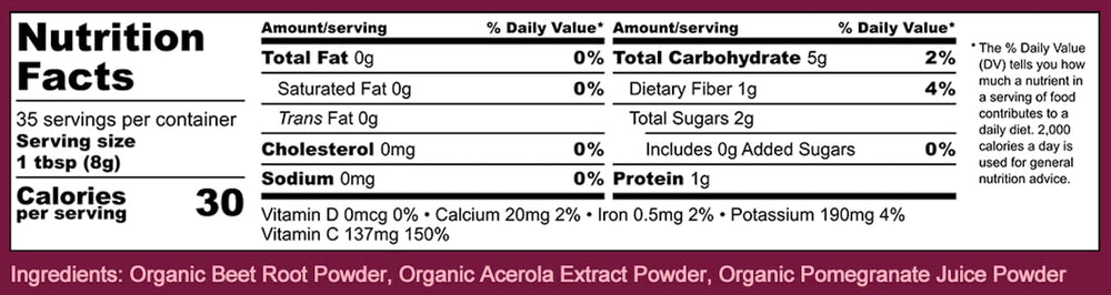 Cherie Sweet Heart beets powder spoon in jar for daily energy and circulation.