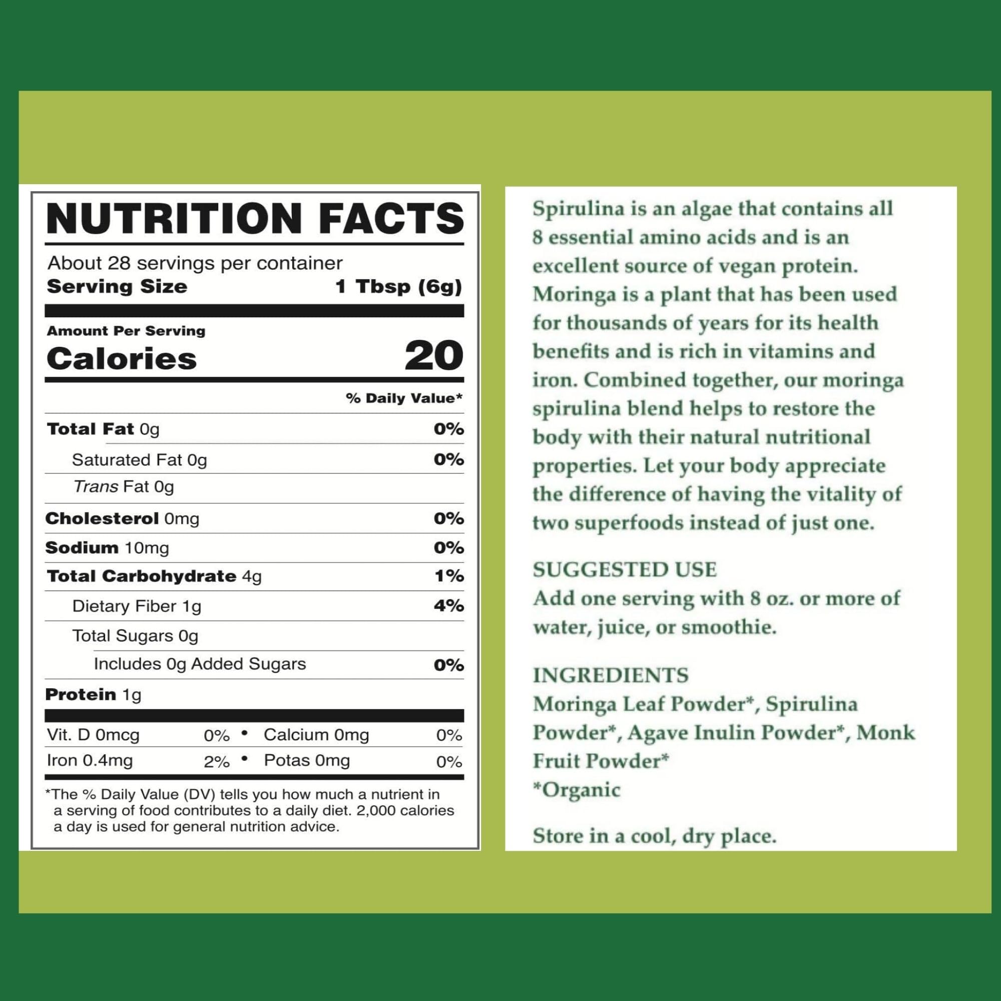 Bag of Cherie Sweet Heart Organic Moringa & Spirulina blend