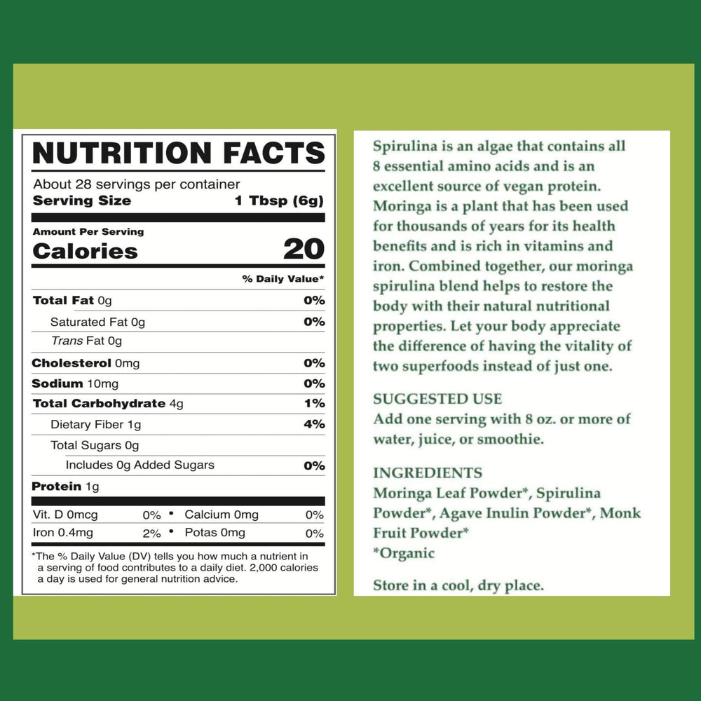 Bag of Cherie Sweet Heart Organic Moringa & Spirulina blend