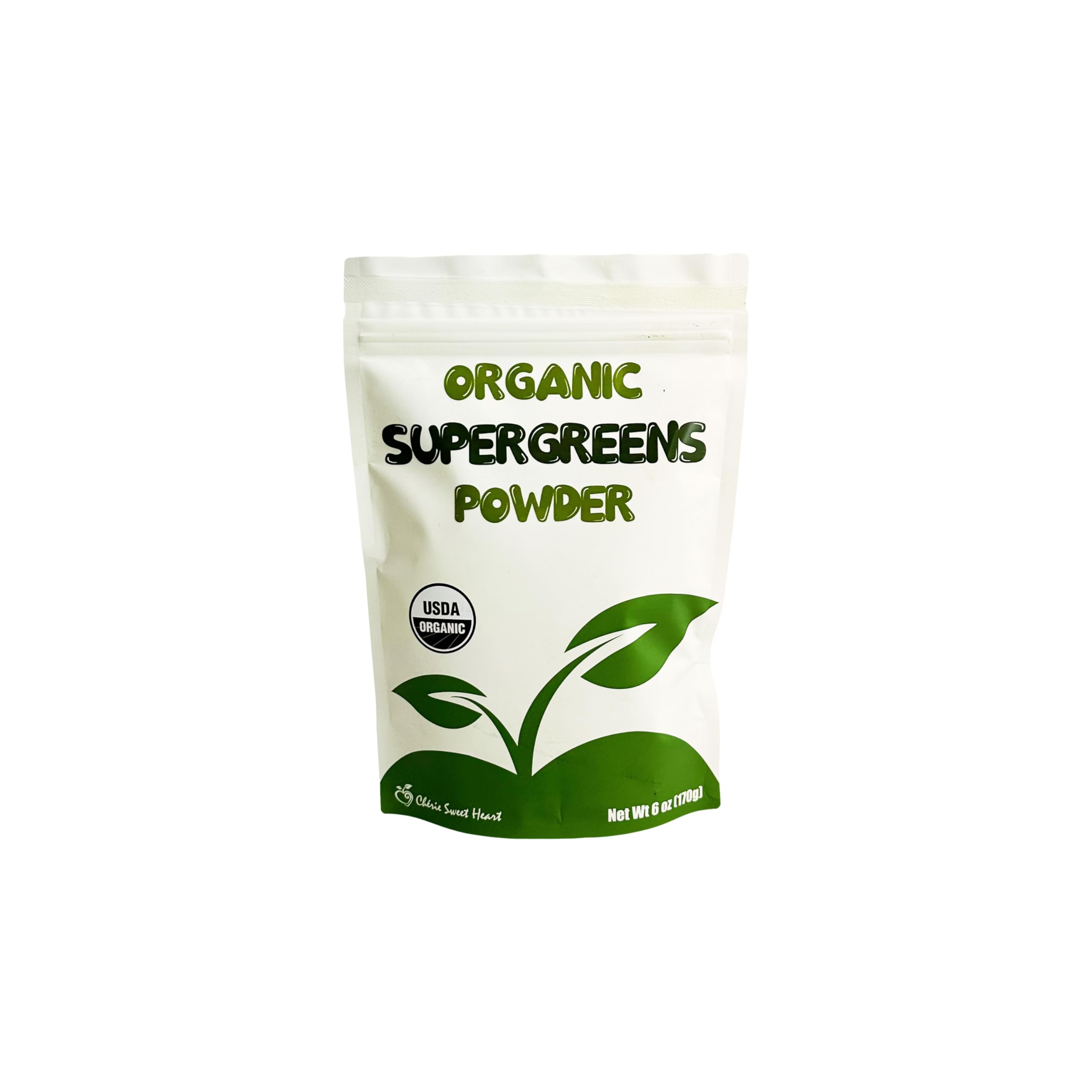 Front label of Cherie Sweet Heart Supergreens Powder 6 oz