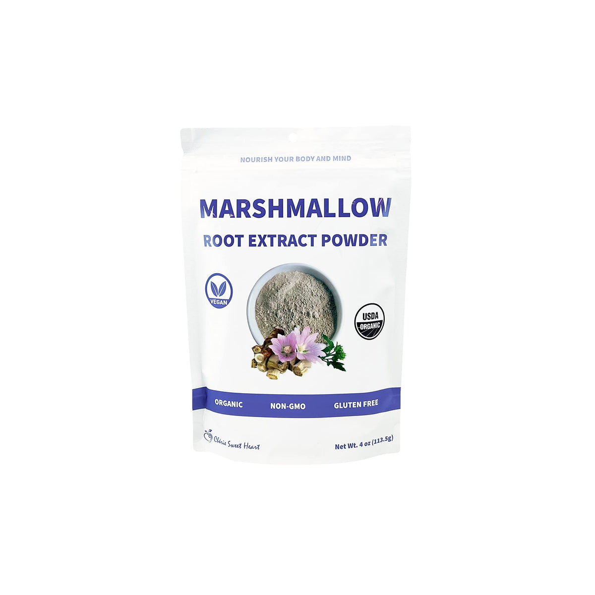 USDA Organic Marshmallow Root Powder 4 oz - filler free, vegan friendly, traditional use - image 1