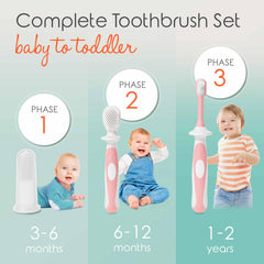 Close-up of pink silicone toothbrush with soft bristles