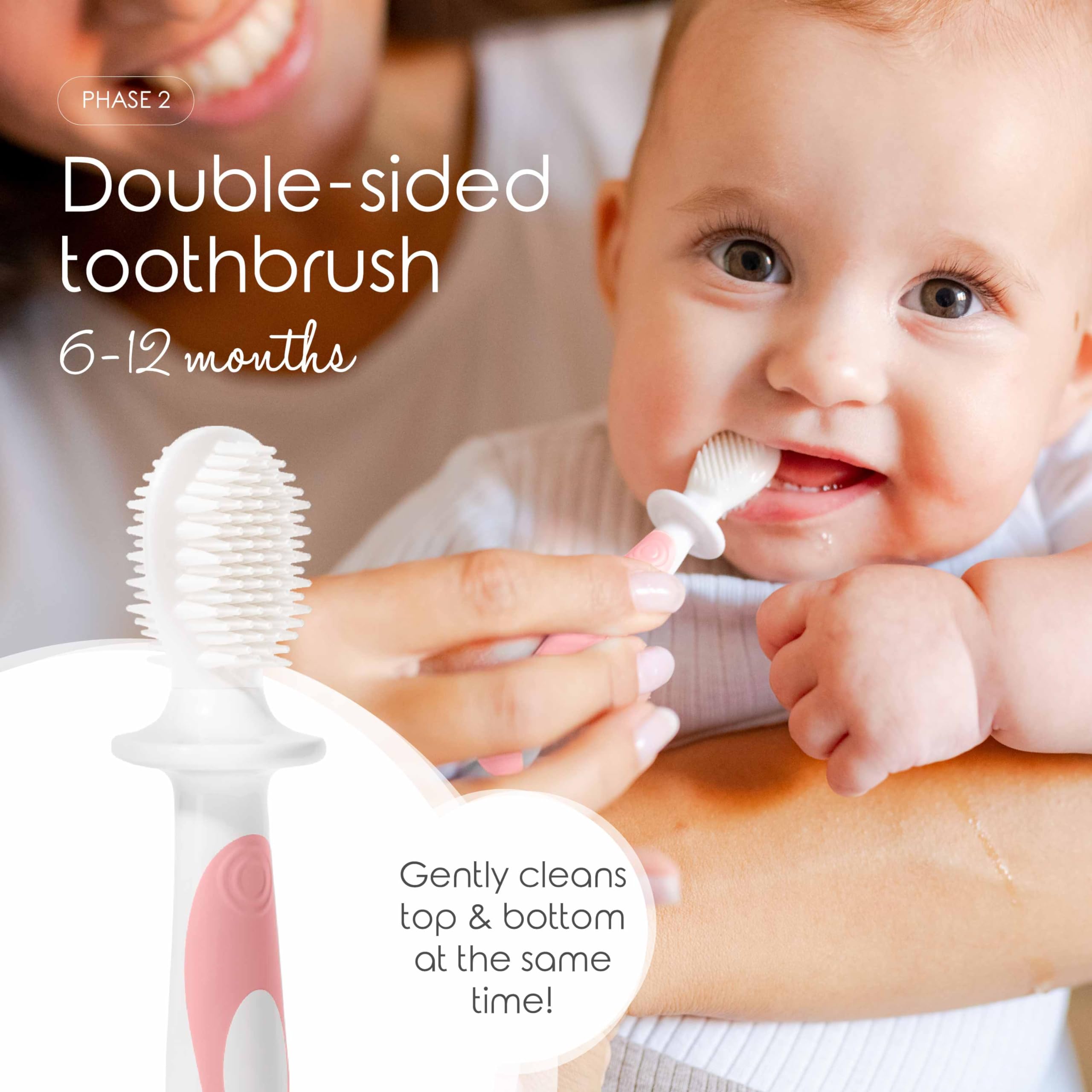 Display of the three-pack Cherish Baby Care toothbrush set
