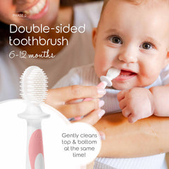 Display of the three-pack Cherish Baby Care toothbrush set