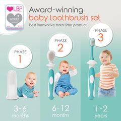 Finger brush component in teal from Cherish Baby Care set